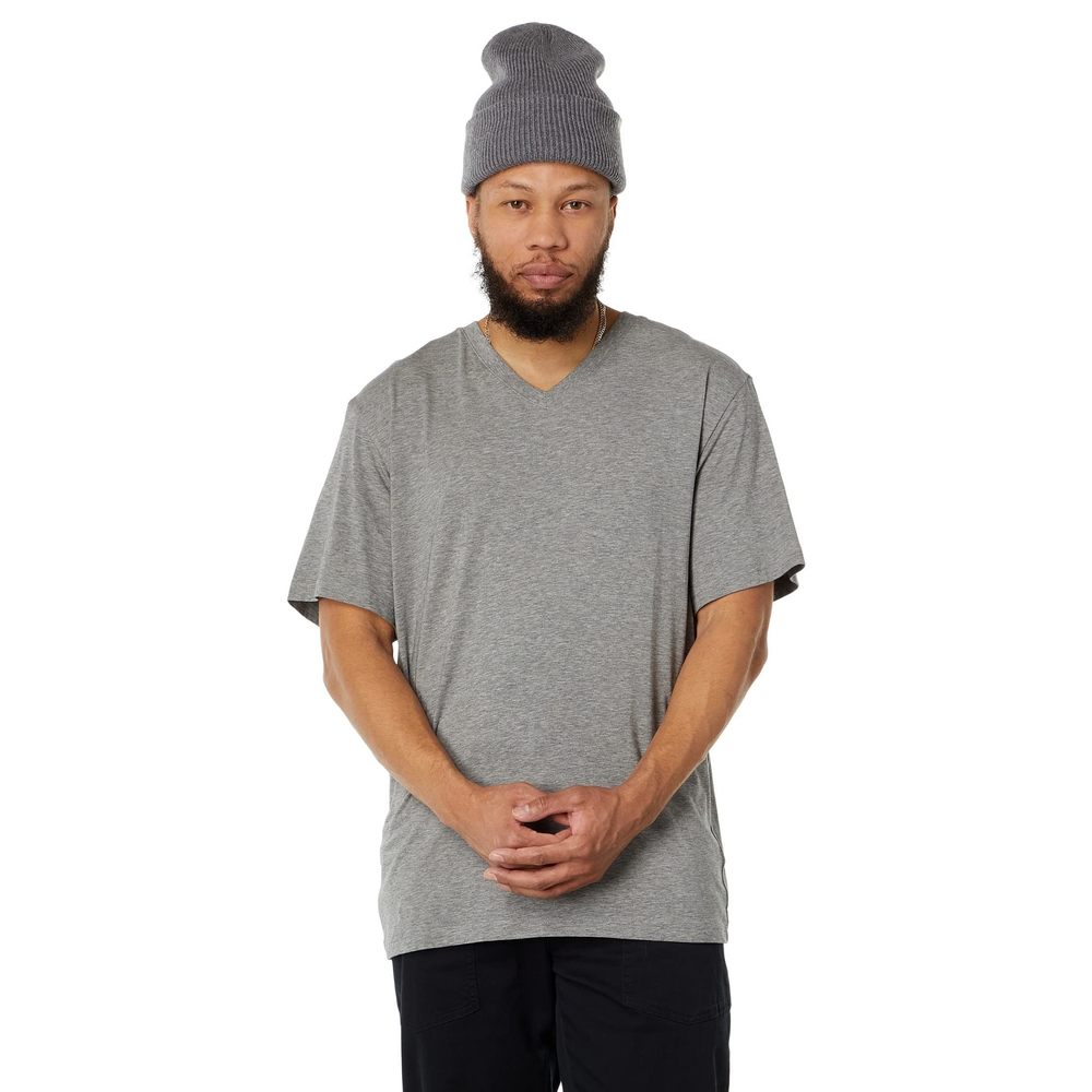 LABEL Mens Go-to Vee Regular T-Shirt Heather Grey XS One Size
